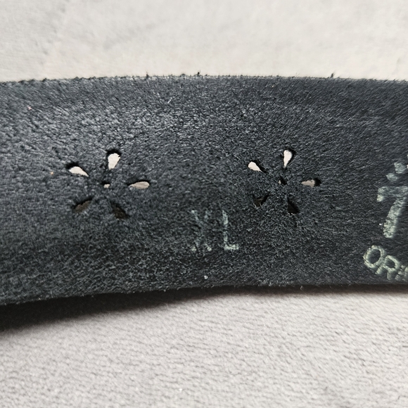 Black Leather Belt with Perforated Design and Metallic Buckle - Picture 5 of 11